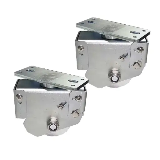[RADIUS-V3SL-WHL-SLM] Pair of (SLM Panel) Screw On Surface Mount TURNING TYPE (WITH SPRING LOAD DAMPENING 20MM TRAVEL) 360 Degree Radius/Sectional Sliding Gate Wheel R10 U Groove